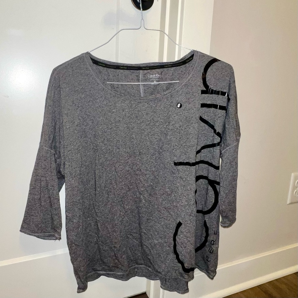 Calvin Klein Charcoal 3/4 Sleeve Tee XL NEW W/O Tag